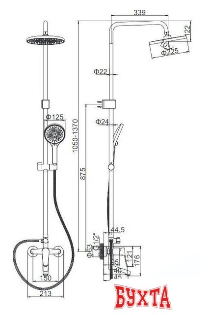 Душевая система  Ledeme H61B L2461B