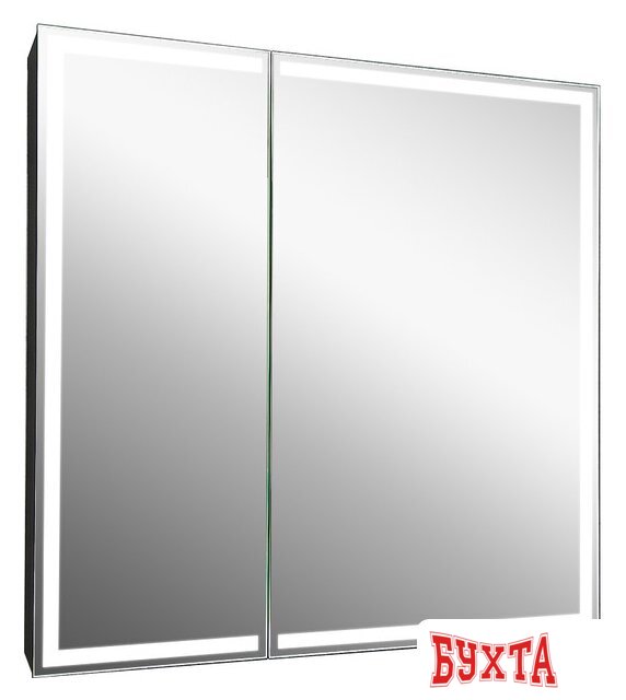 Мебель для ванных комнат Континент Шкаф с зеркалом Mirror Box Black Led 80х80