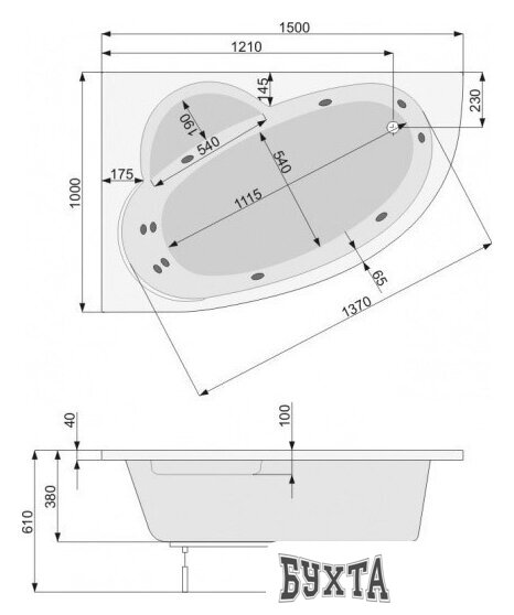 Ванна Poolspa Klio Asym 150 x 100