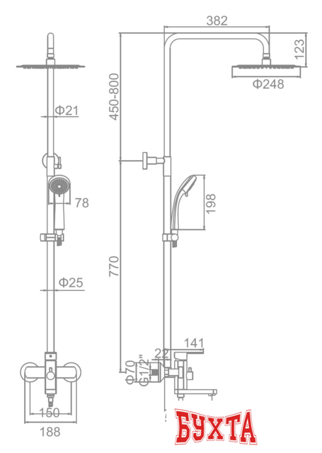 Душевая система  Ledeme L72416