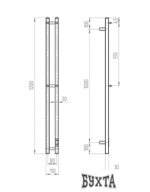 Полотенцесушитель Двин X-2 Plaza Neo 120x8 (хром)