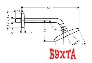 Верхний душ Hansgrohe Raindance E 240 AIR 1jet (27370000)