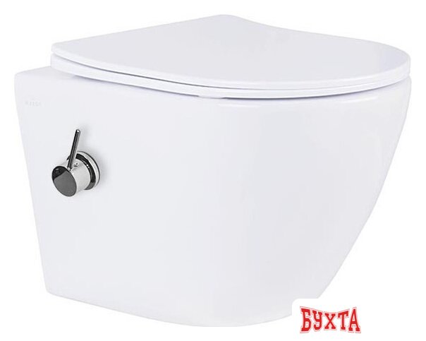 Унитаз подвесной Roxen Antares Bidet в комплекте с инсталляцией StounFix Slim 6 в 1 958812 (кнопка: хром глянец)