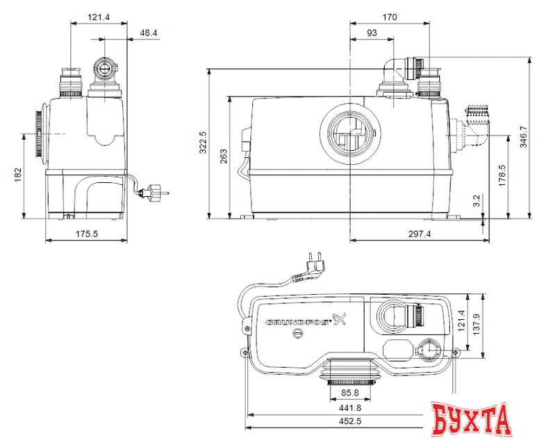 Канализационная установка Grundfos Sololift2 WC-1