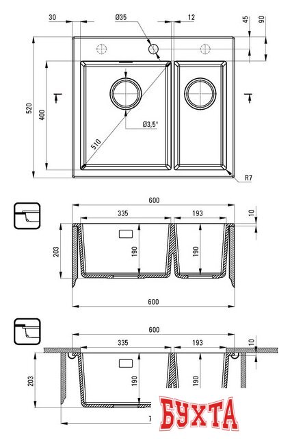 Кухонная мойка Deante ZQE G503