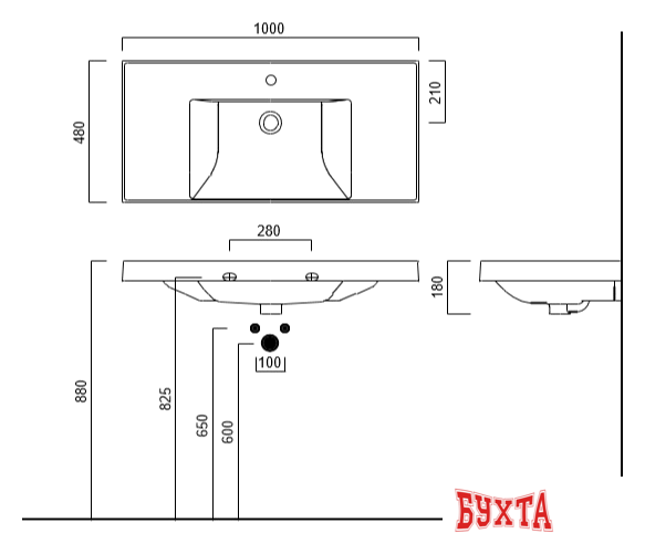 Умывальник Kerama Marazzi Cubo 100 CUi.wb.100