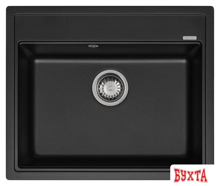 Кухонная мойка Aquasanita Rock SQR 101 + cмеситель Forte 5553 (черный металлик 601)