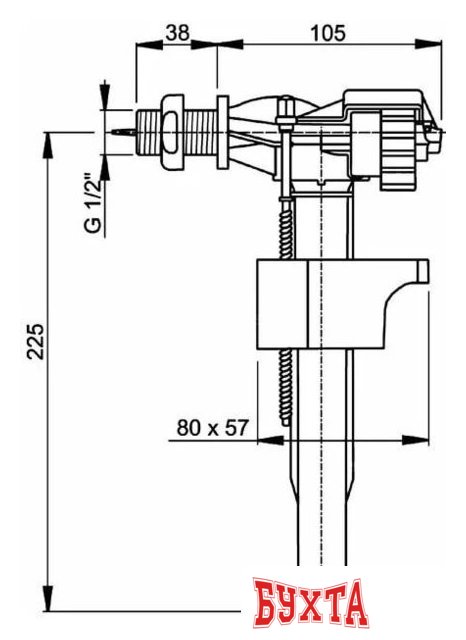 Впускной клапан Alcaplast A15 1/2"