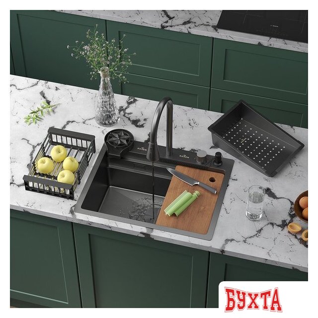 Кухонная мойка Roxen Stage Plus 560250-60B многофункциональная 8 в 1 (60*48/графит)