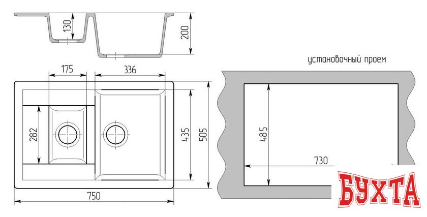 Кухонная мойка Gran-Stone GS-21K (308 черный)