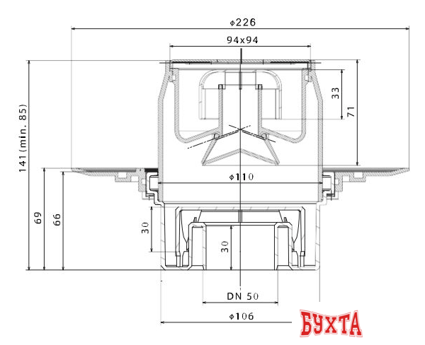 Трап/канал Pestan Standard Vertical tide maska