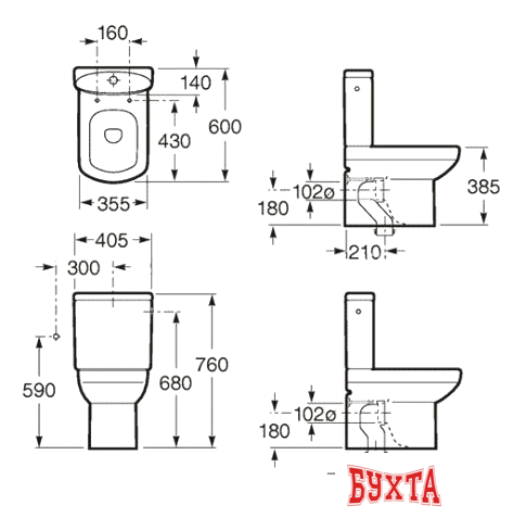 Унитаз напольный Roca Dama Senso с пневмокрышкой 342518000+34151B000+ZRU9302991