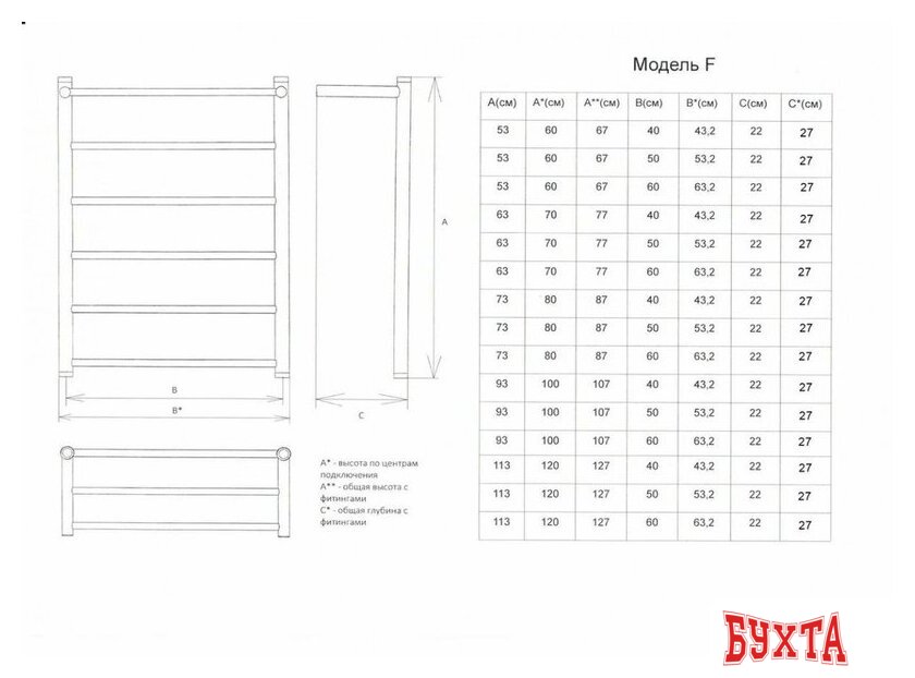Полотенцесушитель Двин F 100x50