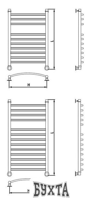 Полотенцесушитель Luxon K 100x50 (нижнее подключение)