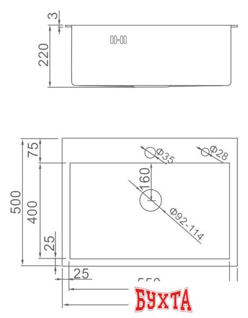 Кухонная мойка Gerhans K36050B (графит)