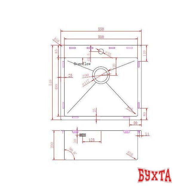 Кухонная мойка Aquasanita Aira AIR 100 N-T (графит)