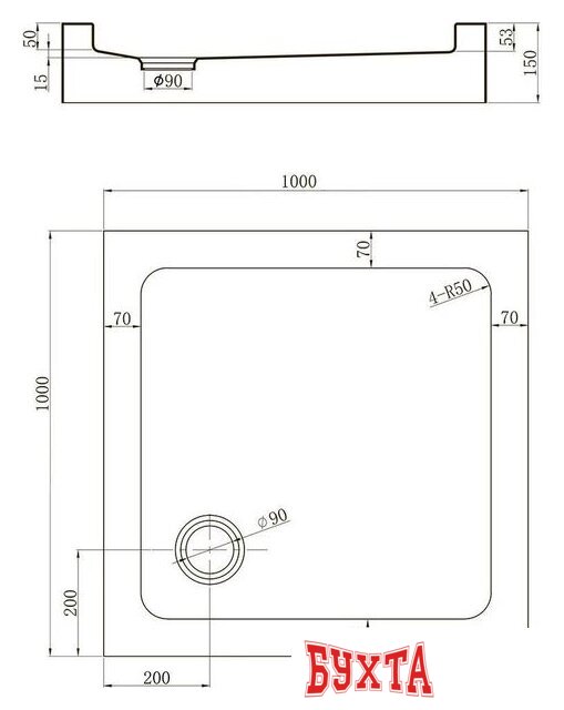 Душевой поддон Veconi Tezeo TZ52-100-С5 100 х 100