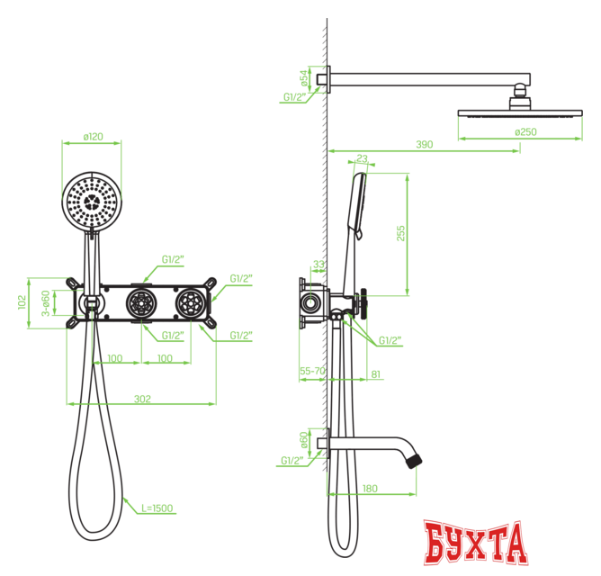 Душевая система  Laveo Muro BAU 711P