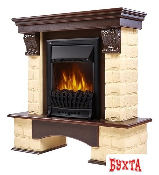 Портал Firelight Forte Classic (камень бежевый/шпон темный дуб)