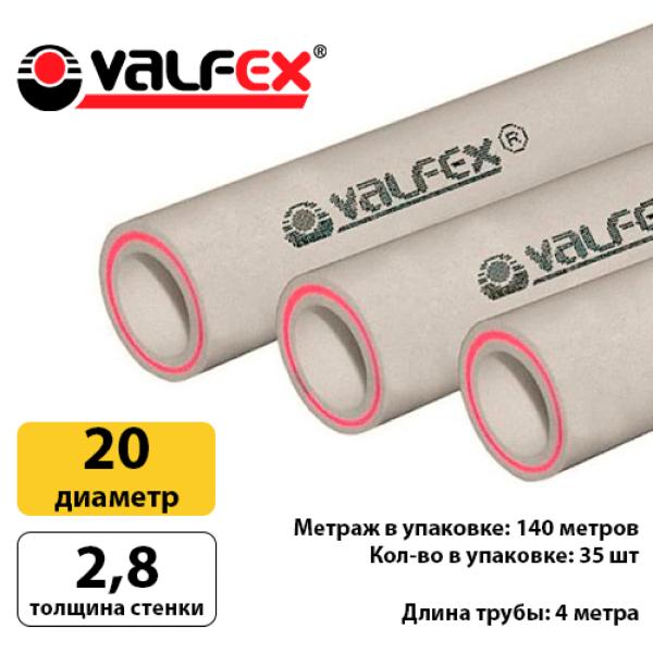 Труба арм.стекловолокном SDR 7.4 PN20 ф20х2.8 мм (140) (Valfex) СЕРАЯ (Россия)