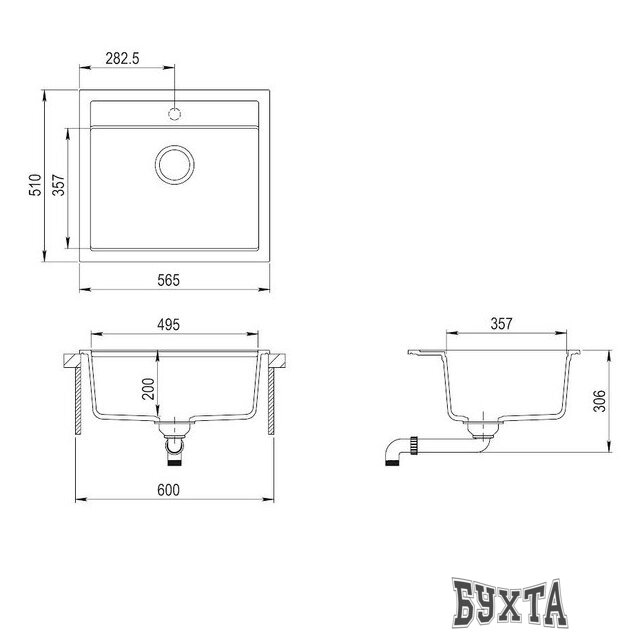 Кухонная мойка Aquasanita Quadro SQQ100W (alumetallic 202)