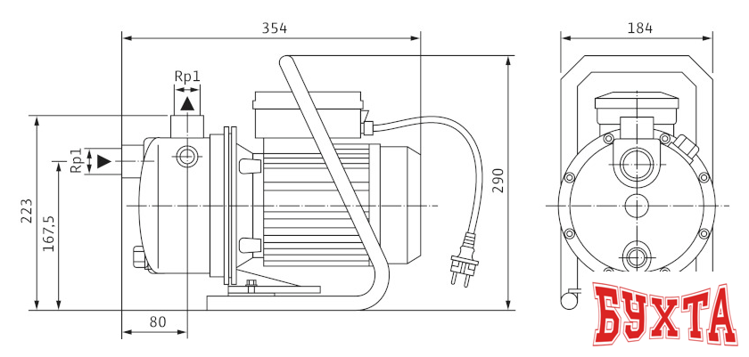 Самовсасывающий насос Wilo Jet WJ 203 (1~230 В)