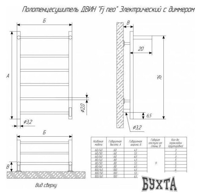 Полотенцесушитель Двин Fj neo 100/50 (черный)