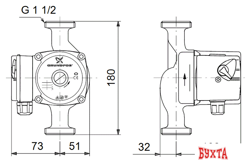 Циркуляционный насос Grundfos UPS 25-40 180