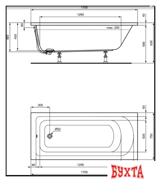 Ванна Ideal Standard Hot Line 170x75 K274601