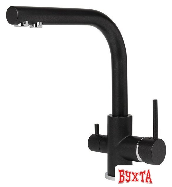 Кухонная мойка Aquasanita Fast SQF 101 + cмеситель Akvaduo 2663 L (черный металлик 601)