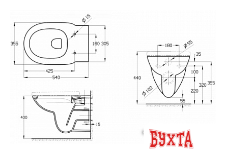 Унитаз подвесной Roca Debba Rimless 346998000 (без сиденья)