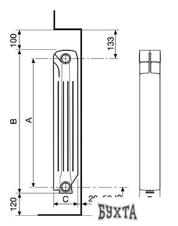 Алюминиевый радиатор Fondital Calidor Super B4 500/100 V69003410 (10 секций) 