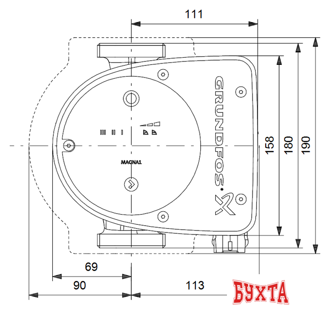 Циркуляционный насос Grundfos Magna1 32-80