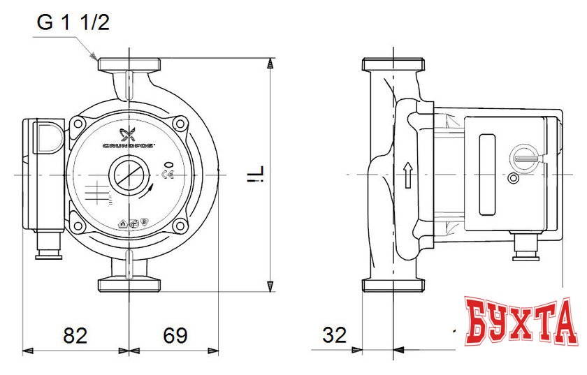 Циркуляционный насос Grundfos UPS 25-125 180