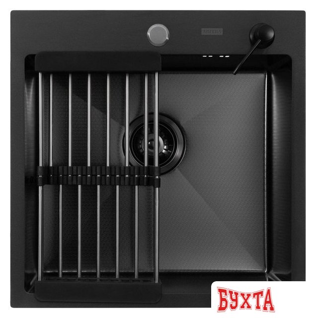 Кухонная мойка ARFEKA ECO AR мойка 500*500, коландер, дозатор Black Decor