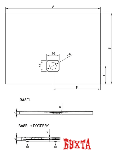 Душевой поддон Riho Basel 402 90x80 [DC12]