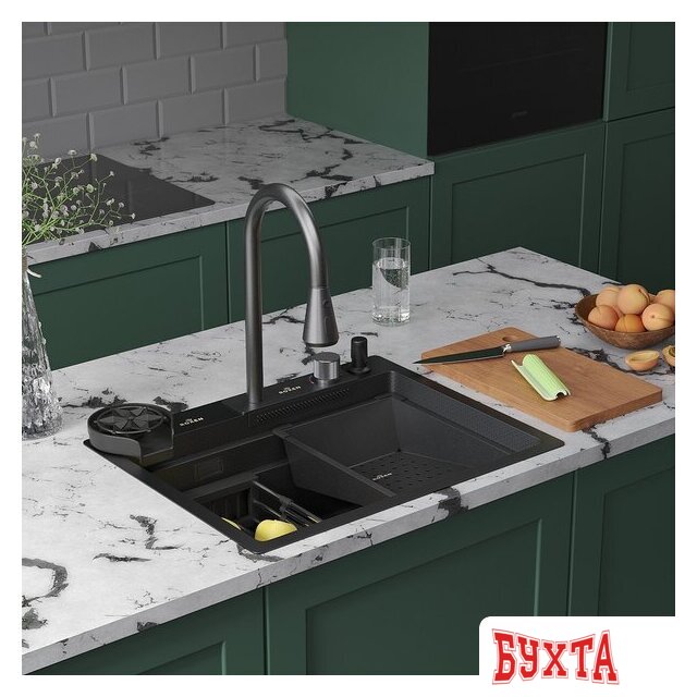 Кухонная мойка Roxen Stage Plus 560250-60-BS многофункциональная 8 в 1 (60*48/текстурный графит)