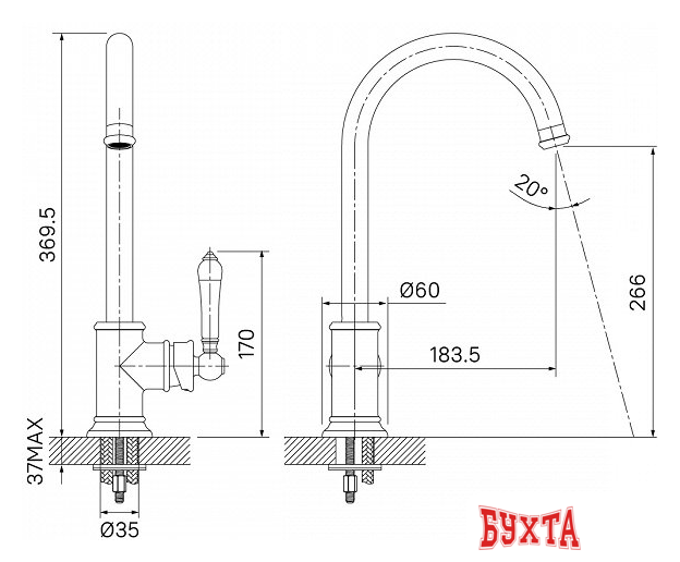 Смеситель IDDIS Oxford OXFSBJ0i05 (хром)