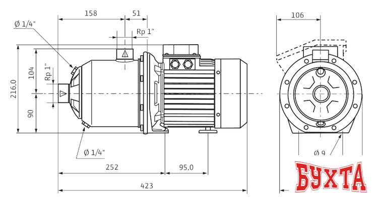 Самовсасывающий насос Wilo Economy MHI 204 (1~230 В, EPDM)