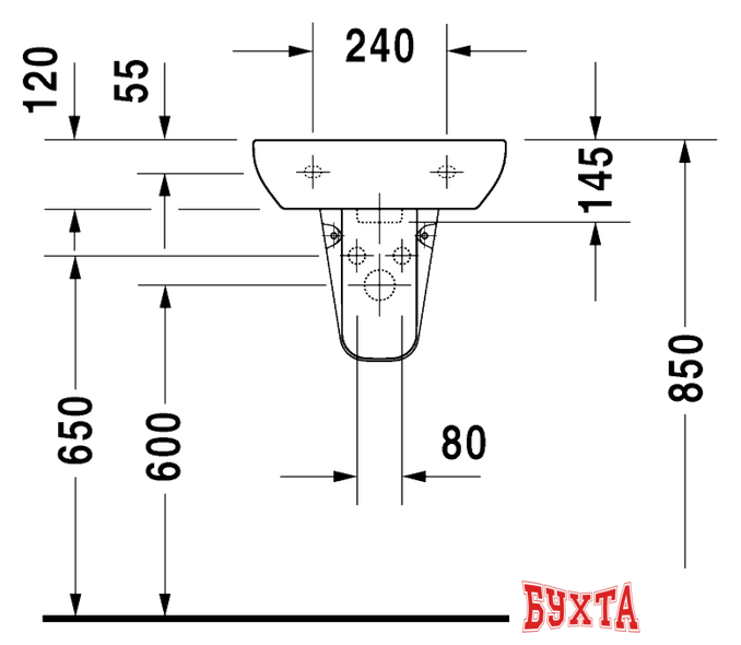 Умывальник Duravit D-Code 45x34 (07054500002)