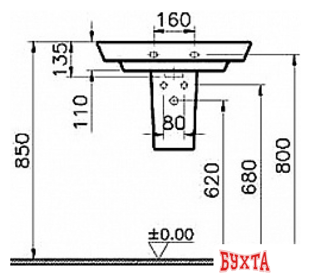 Полупьедестал для умывальника Vitra T4 4456B003-0156