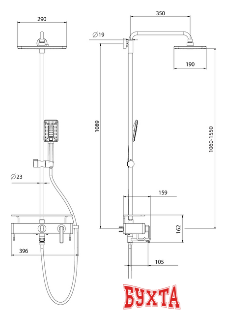 Душевая система  Lemark Mista LM6462WG