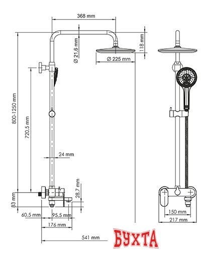 Душевая система  Wasserkraft A17401