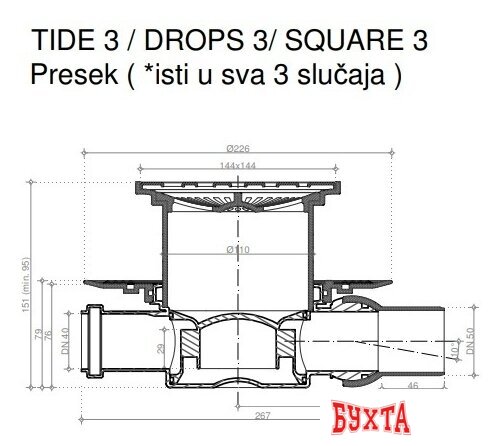 Трап/канал Pestan Confluo Standard Drops 3 Gold