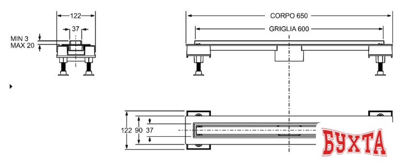 Трап/канал Bonomini L60 6825KX60S