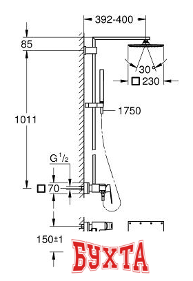 Душевая система  Grohe Euphoria Cube XXL System 230 [23147001]