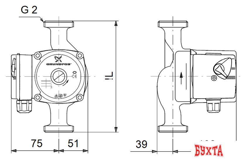 Циркуляционный насос Grundfos UPS 32-50 180