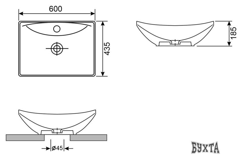 Умывальник Wellsee Cerulean 151001001, 2 в 1