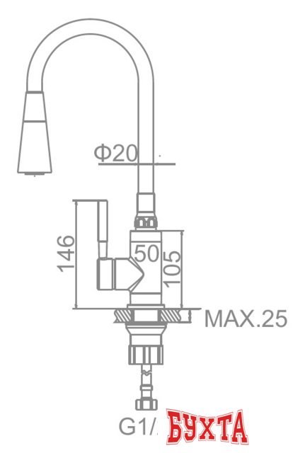 Смеситель Ledeme L4199-3 (хром/белый)