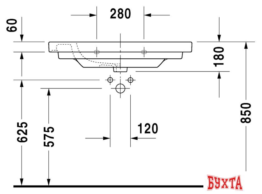 Умывальник Duravit D-Code 85x48 (03428500002)